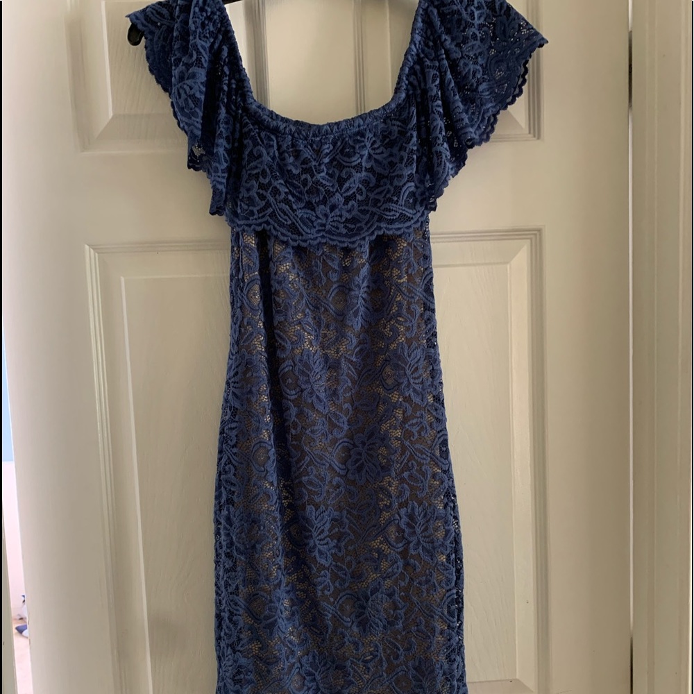 Blue and beige mini dress (worn a few times)